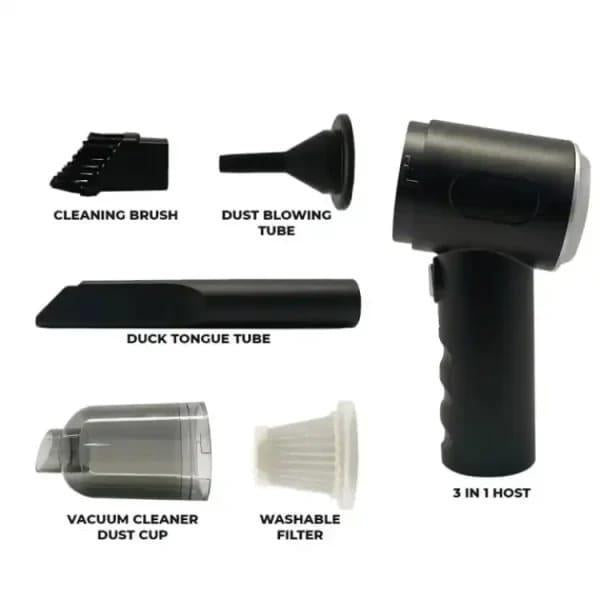 3-in-1 Portable Car Vacuum Cleaner – USB Rechargeable Handheld Vacuum for Car & Home