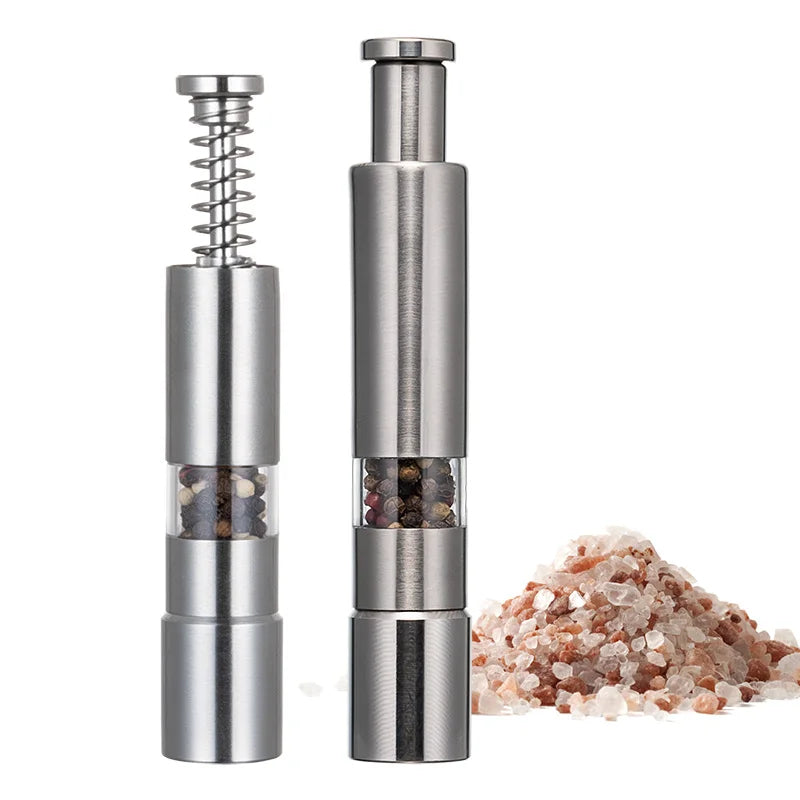 Stainless Steel Spice Grinder – Manual Salt & Pepper Grinder with Adjustable Burr