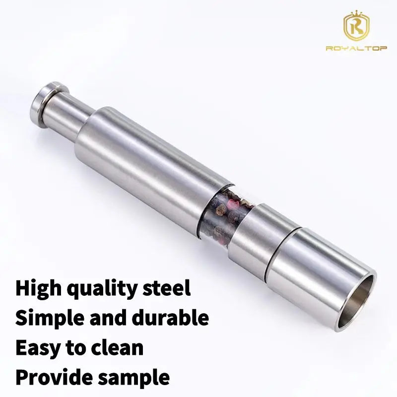Stainless Steel Spice Grinder – Manual Salt & Pepper Grinder with Adjustable Burr