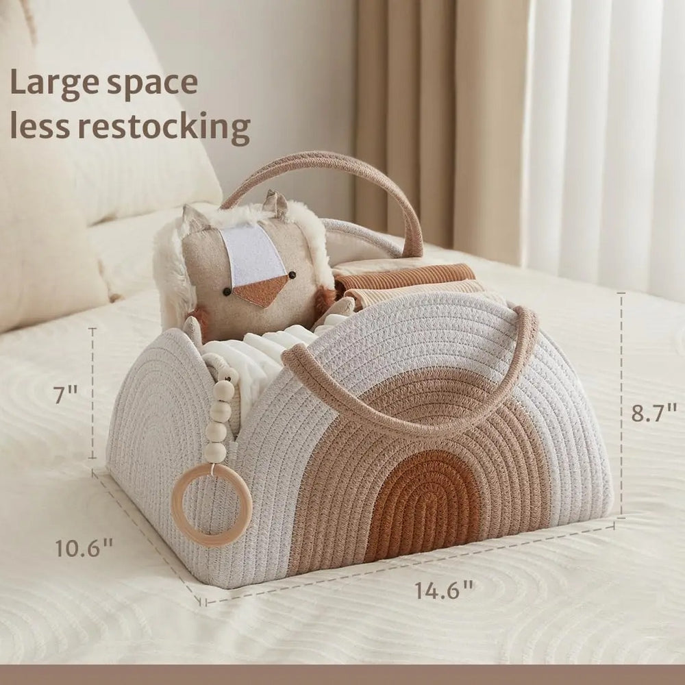 Baby Essentials Organizer Caddy – Portable Diaper Storage Basket with Handles