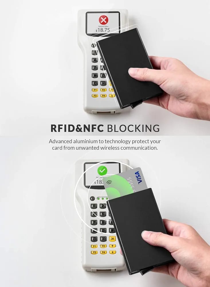 RFID Blocking Aluminum Card Holder Wallet – Slim Pop-Up Credit Card Case for Men