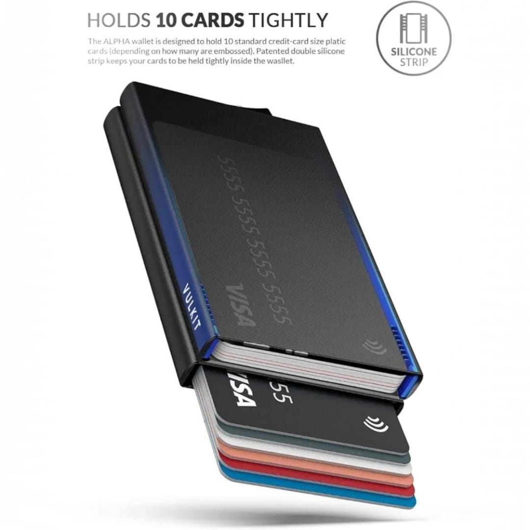 RFID Blocking Aluminum Card Holder Wallet – Slim Pop-Up Credit Card Case for Men