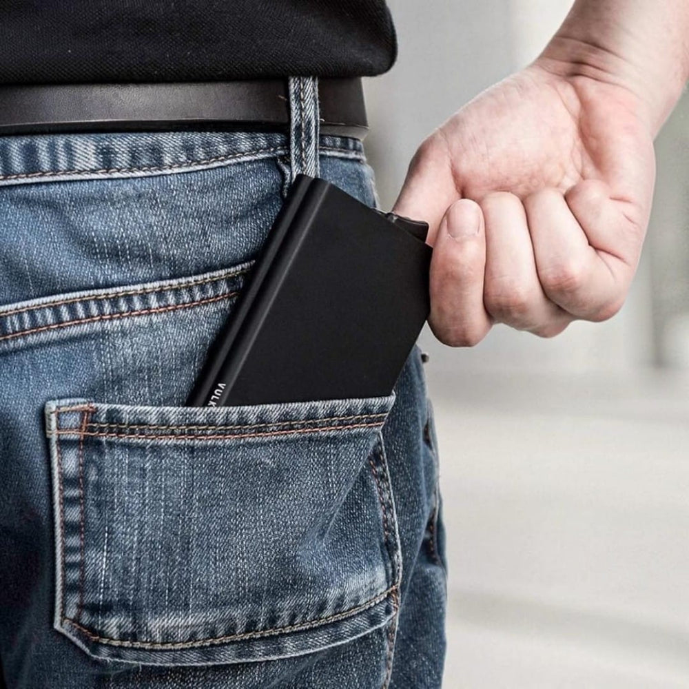 RFID Blocking Aluminum Card Holder Wallet – Slim Pop-Up Credit Card Case for Men