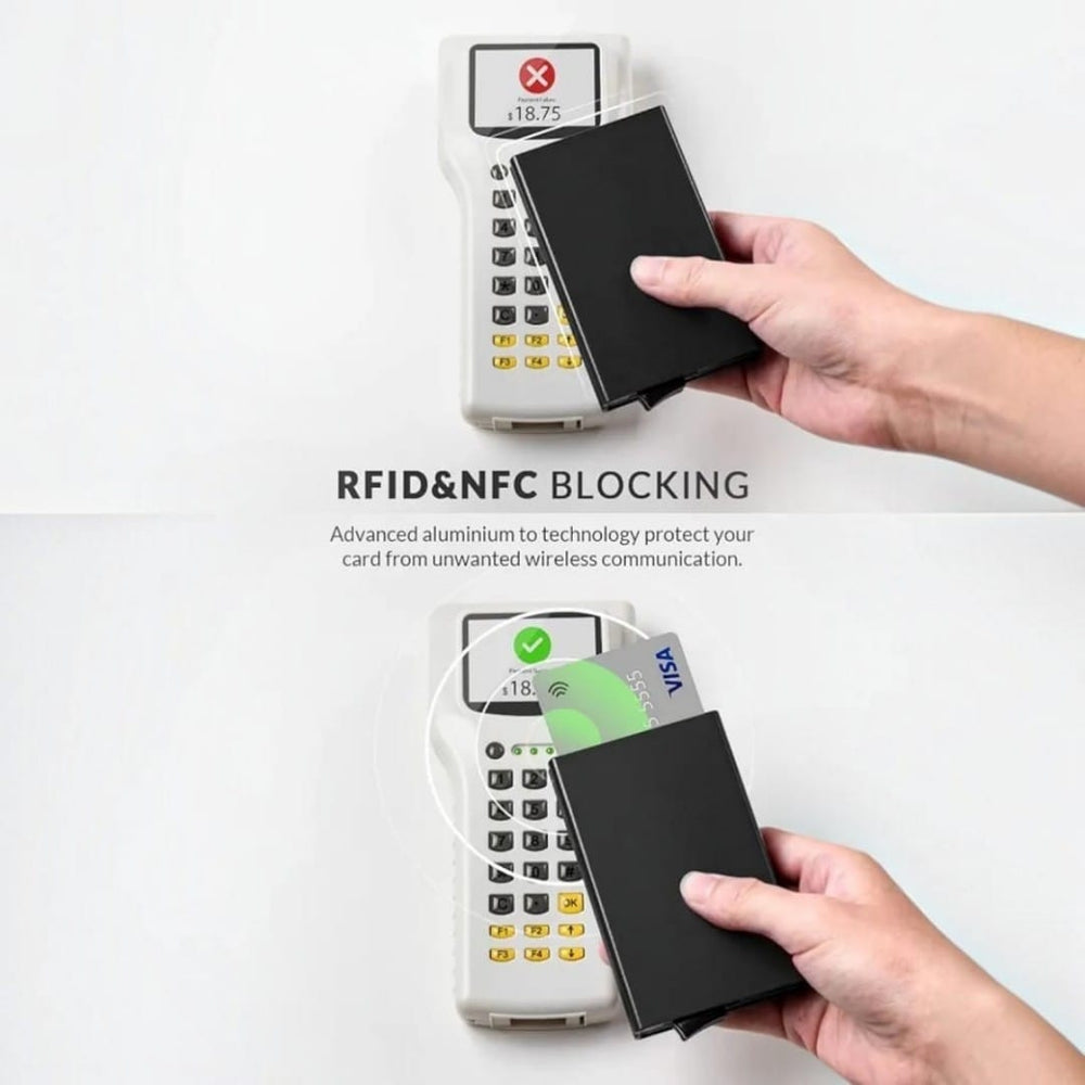 RFID Blocking Aluminum Card Holder Wallet – Slim Pop-Up Credit Card Case for Men