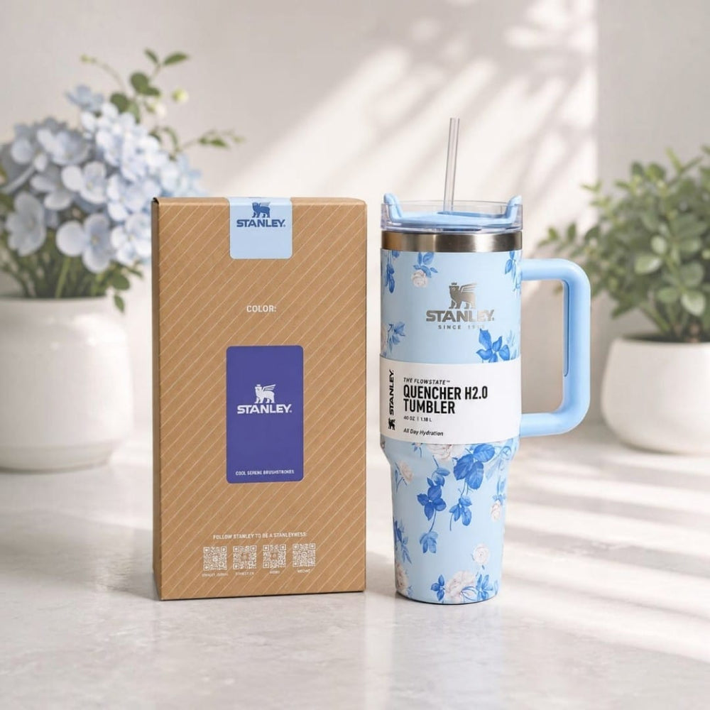 Stanley 40oz Printed Insulated Tumbler with Handle & Straw – Stainless Steel Travel Mug