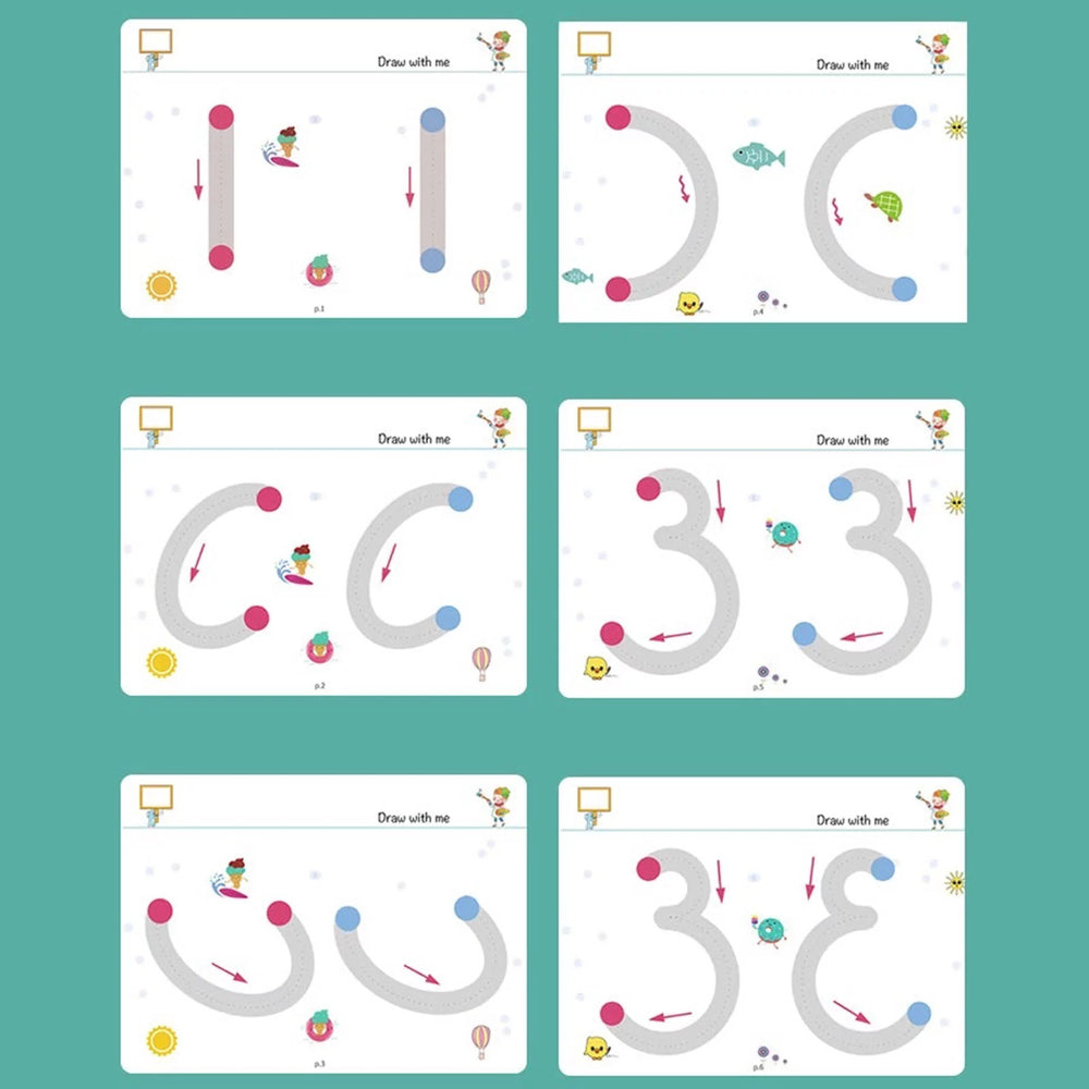 Kids Educational Learning Tracing Book – 64 Reusable Pages with 2 Markers