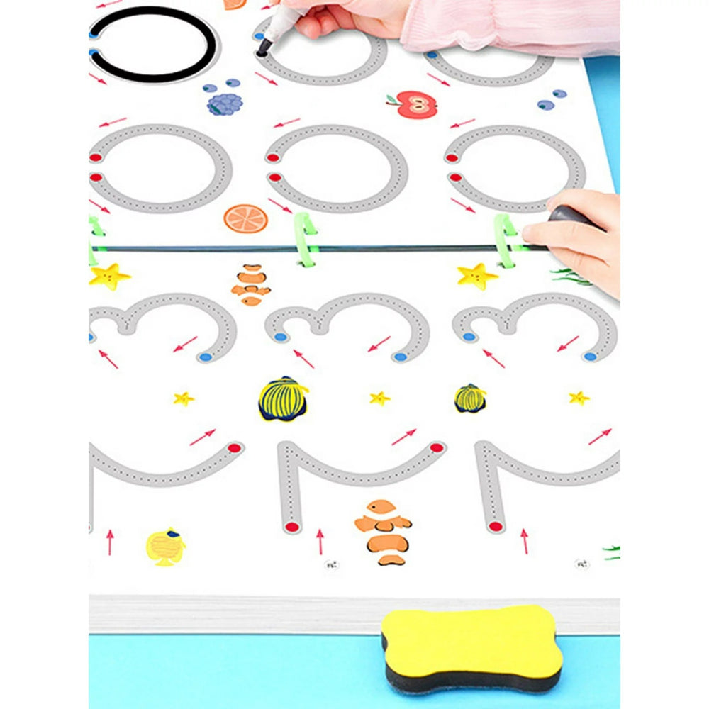 Kids Educational Learning Tracing Book – 64 Reusable Pages with 2 Markers