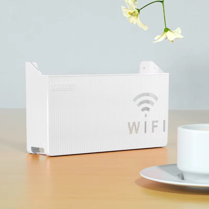 WiFi Router Shelf & Cable Organizer – Wall-Mount ABS Plastic Storage Box for Routers, Power Strips & Cables (Random Colors)