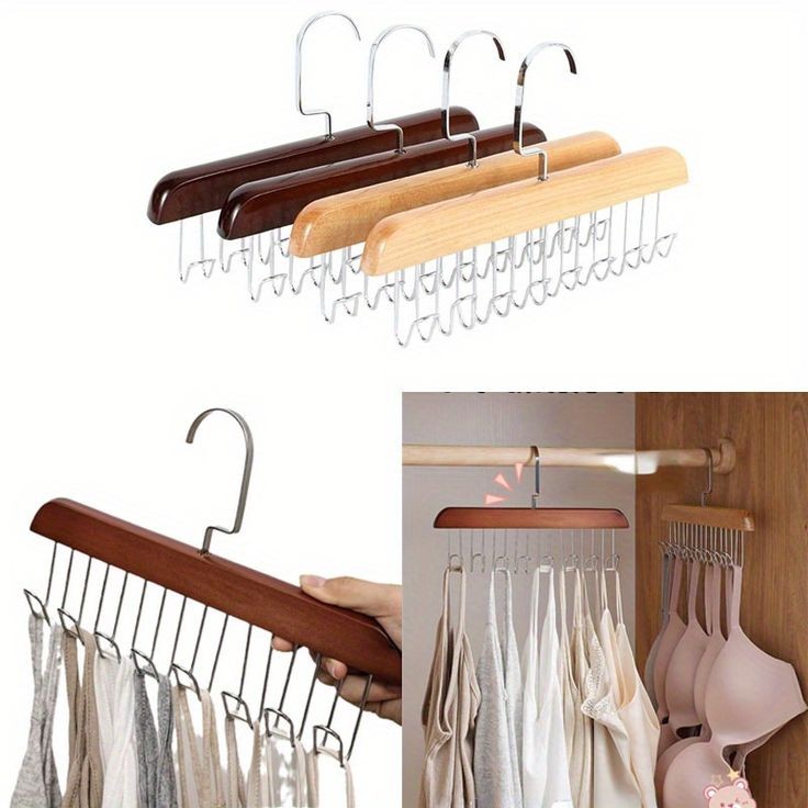 8-Hook Wooden Clothes Hanger with Tie & Belt Rack – 360° Rotating Multipurpose Organizer