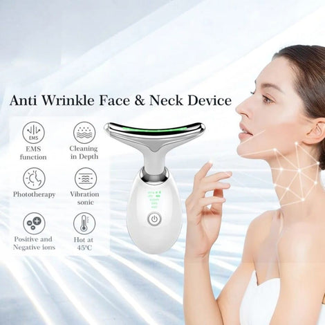 Neck Face Massager Skin Care Facial Massage Device with 3 Color Modes for Skin Rejuvenation Face Sculpting Tool for Double Chin