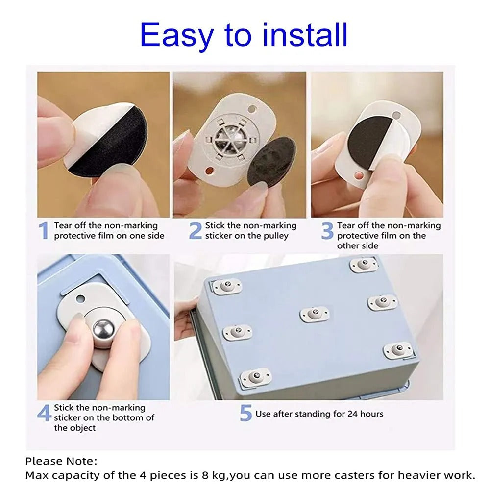 4Pcs Self-Adhesive Pulley Wheels