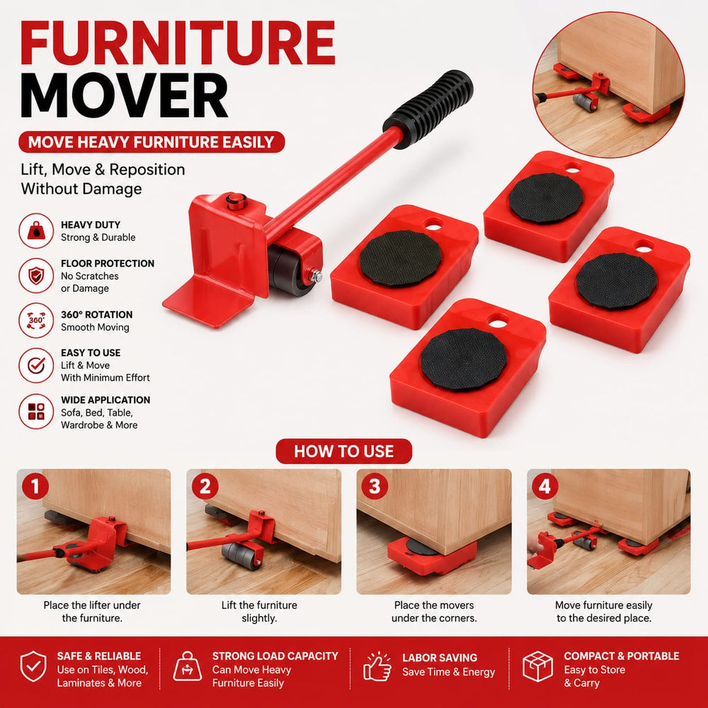 5Pcs Heavy Furniture Lifter & Moving Tool Set