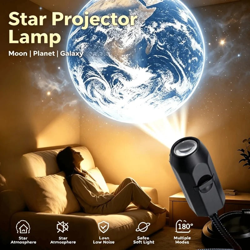 6-in-1 USB Moon & Earth Projection Atmosphere Lamp