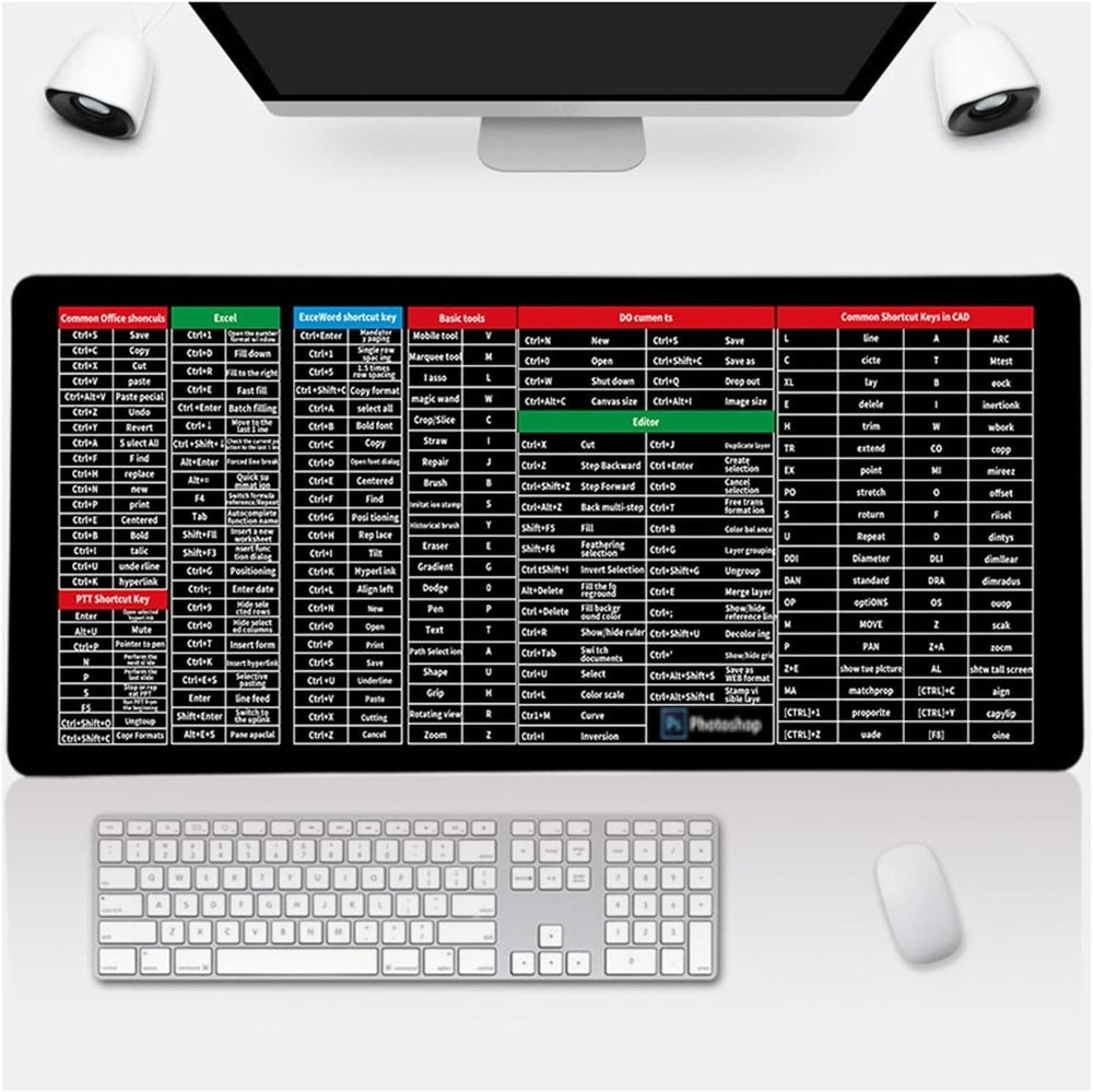 Shortcut Keyboard MAT Office PS Lock Edge CAD/WO/AI/Excel/CDR/PPT Keyboard Table Mat Consignment 30x80cm