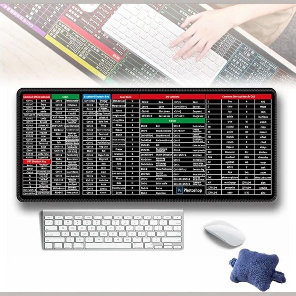 Shortcut Keyboard MAT Office PS Lock Edge CAD/WO/AI/Excel/CDR/PPT Keyboard Table Mat Consignment 30x80cm