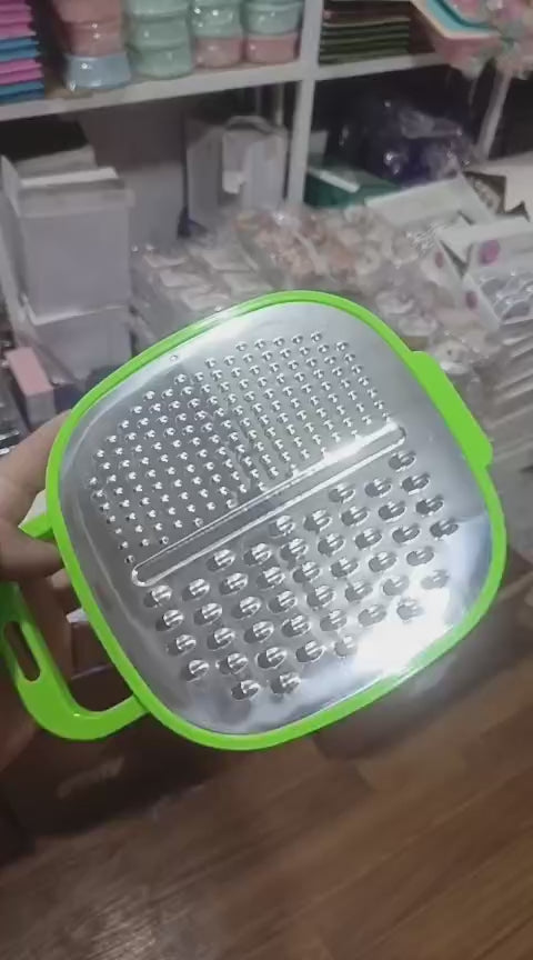 3-in-1 Cheese Grater with Storage Container – Multi-Blade Vegetable & Fruit Slicer