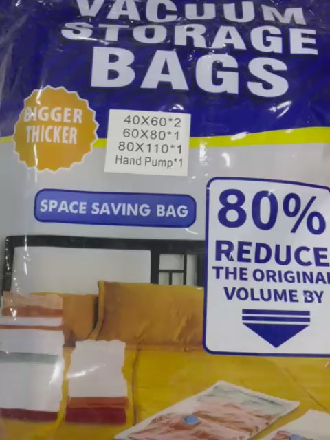 5 Pcs Vacuum Seal Storage Bags with Hand Pump – Space Saving Compression Bags