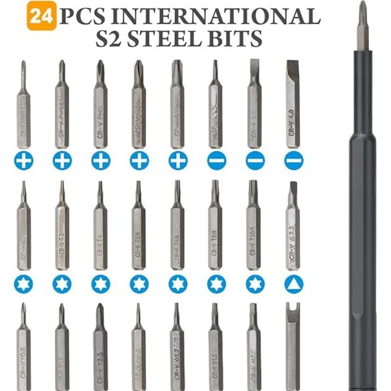 Precision Screwdriver Set with Case 24 in 1 Magnetic Mini Screwdriver Kit for Phones Computers Watches Glasses Game Consoles Cameras